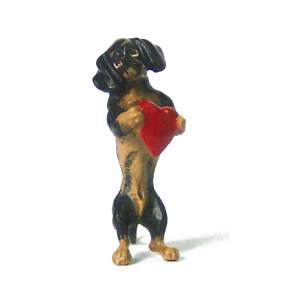 Dachshund With Heart Vienna Bronze Figurine