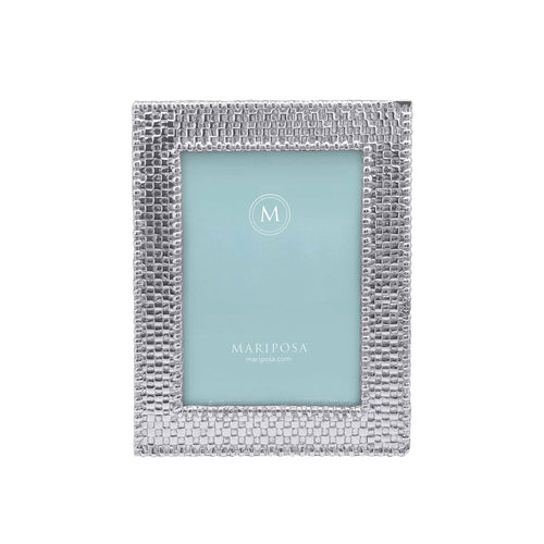 Mariposa - White Leather With Wavy Border 4X6 Frame