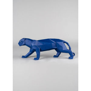 Lladro Panther Figurine - Blue Matte