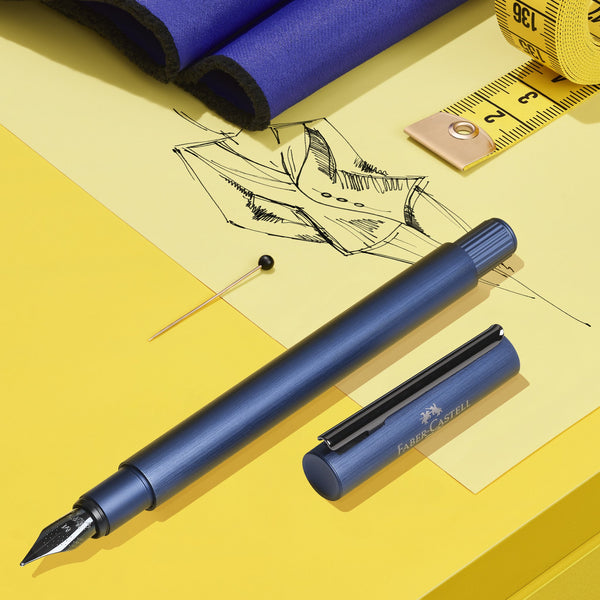 Load image into Gallery viewer, Faber-Castell NEO Slim Fountain Pen, Aluminum Dark Blue
