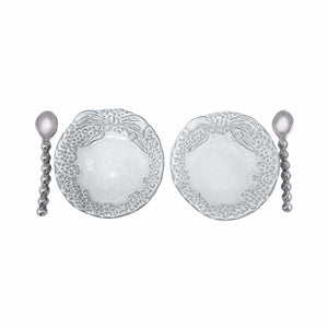 Mariposa Dotty Wreath Ceramic Open Salt Spoon Set