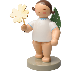 Wendt & Kuhn No 9, Good Luck Messenger, Angel with Four-leaf Clover, Gold-plated Figurine