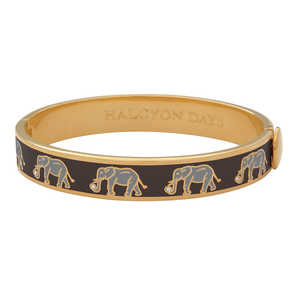 Halcyon Days "Elephant Motif Black & Gold" Bangle