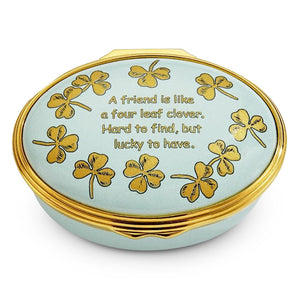 Halcyon Days "Four Leaf Clover" Enamel Box