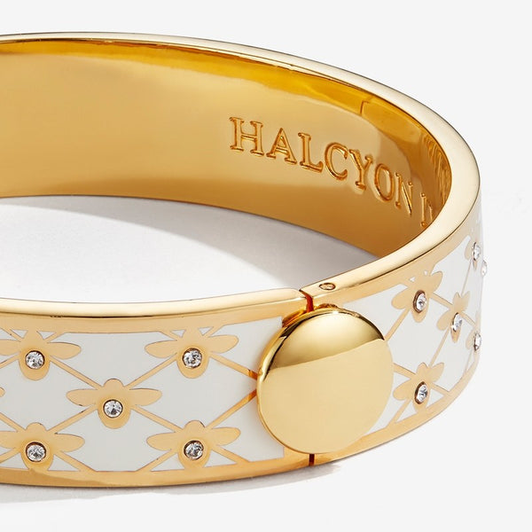 Load image into Gallery viewer, Halcyon Days &quot;Bee Sparkle Trellis Cream &amp; Gold&quot; Bangle
