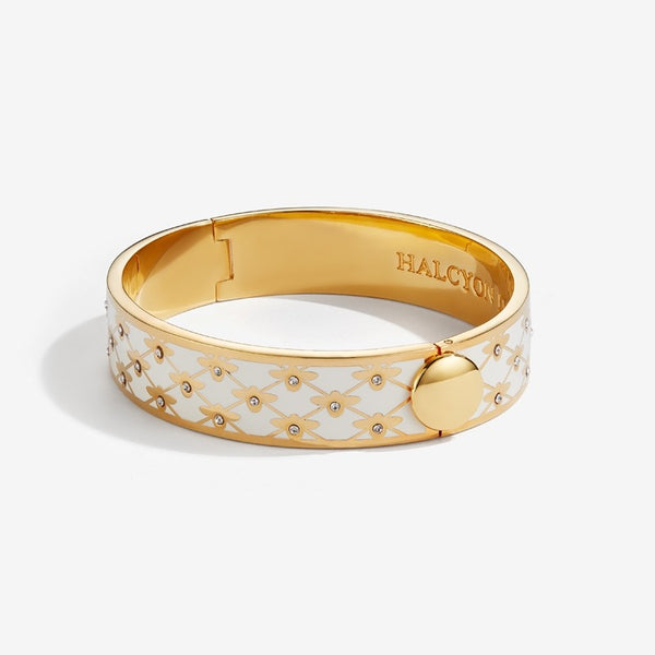 Load image into Gallery viewer, Halcyon Days &quot;Bee Sparkle Trellis Cream &amp; Gold&quot; Bangle
