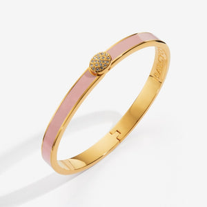 Halcyon Days "Skinny Pave Button Pink & Gold" Bangle