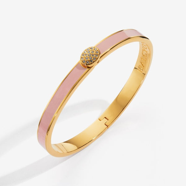 Load image into Gallery viewer, Halcyon Days &quot;Skinny Pave Button Pink &amp; Gold&quot; Bangle
