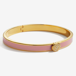 Halcyon Days "Skinny Pave Button Pink & Gold" Bangle