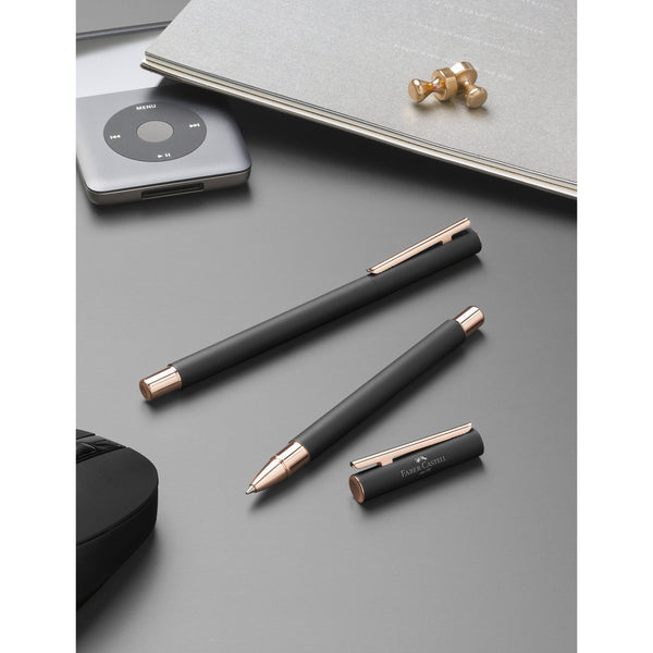 Load image into Gallery viewer, Faber-Castell NEO Slim Fountain Pen, Black Matte and Rose Gold
